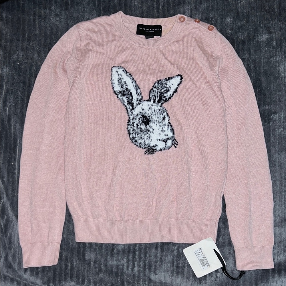 VICTORIA BECKHAM for Target Pink Sweater with Rabbit bunny Design kids medium 🐰🐝